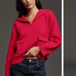 English Factory half zip pullover red sweater